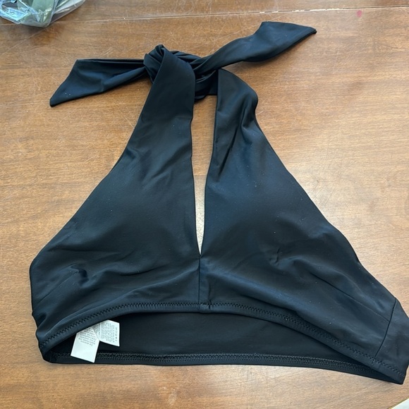 Aerie Black Halter Triangle Tie Back Bikini Top Small - Picture 2 of 3